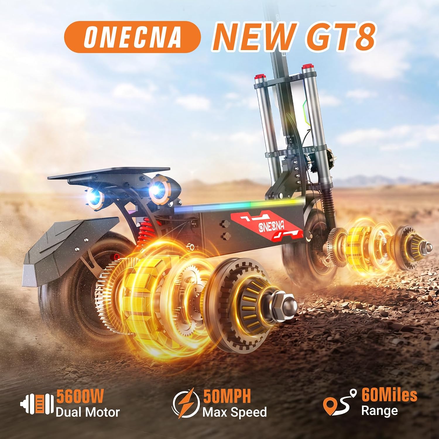 ONECNA NEW GT8PRO Adult Electr - 60V 5600W Dual Motor Electric Scooter recension och pris